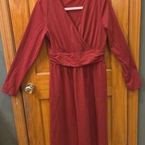 Chic Long Sleeve Burgundy Dress